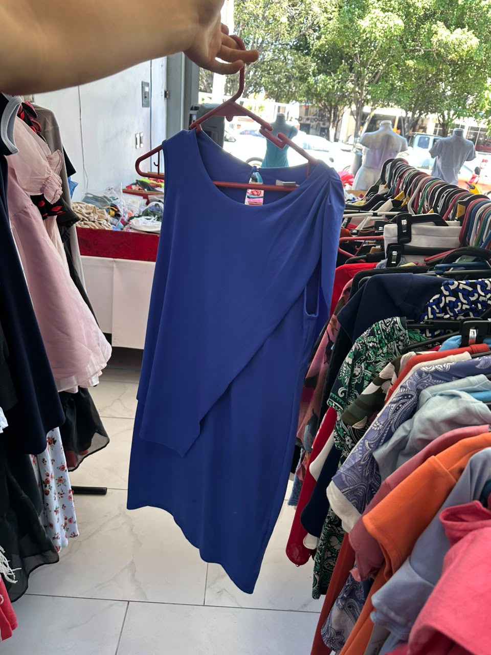 Vestido Azul Elegancia Drapé
