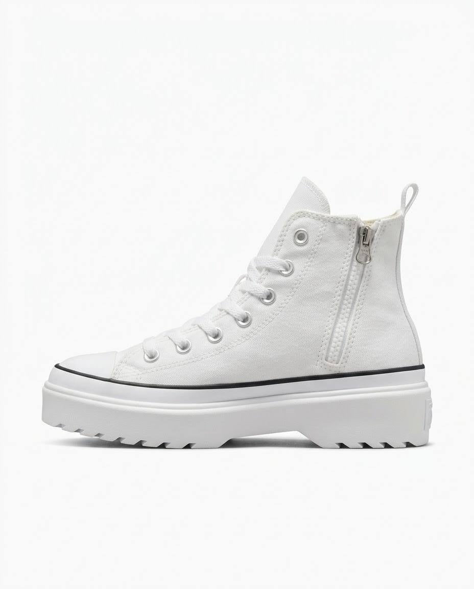 Converse Chuck Taylor All Star - Tenis blancos de plataforma con zíper