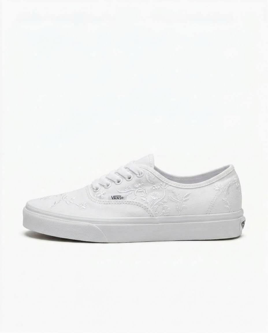 Vans Authentic - Tenis blancos con bordado floral
