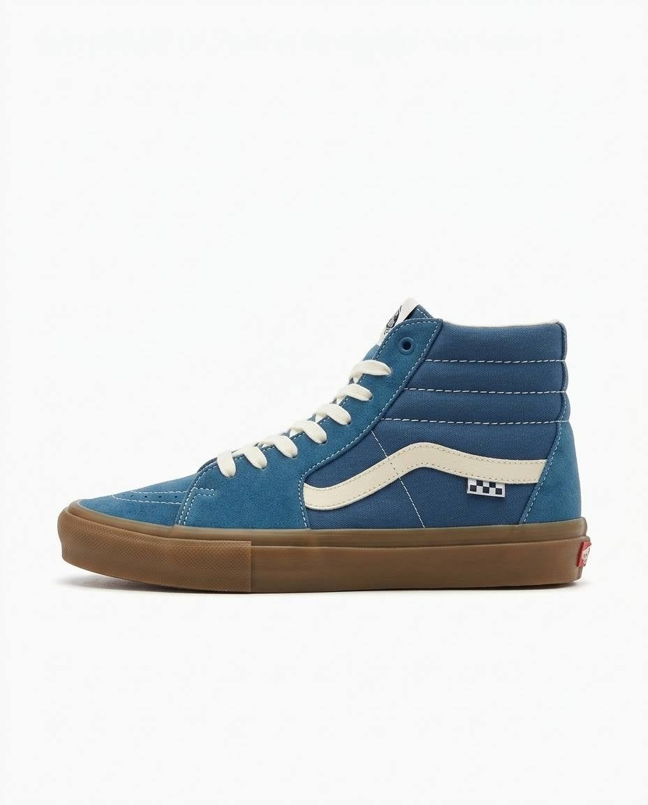 Vans Sk8-Hi Skateboarding - Tenis de gamuza azul con suela de goma