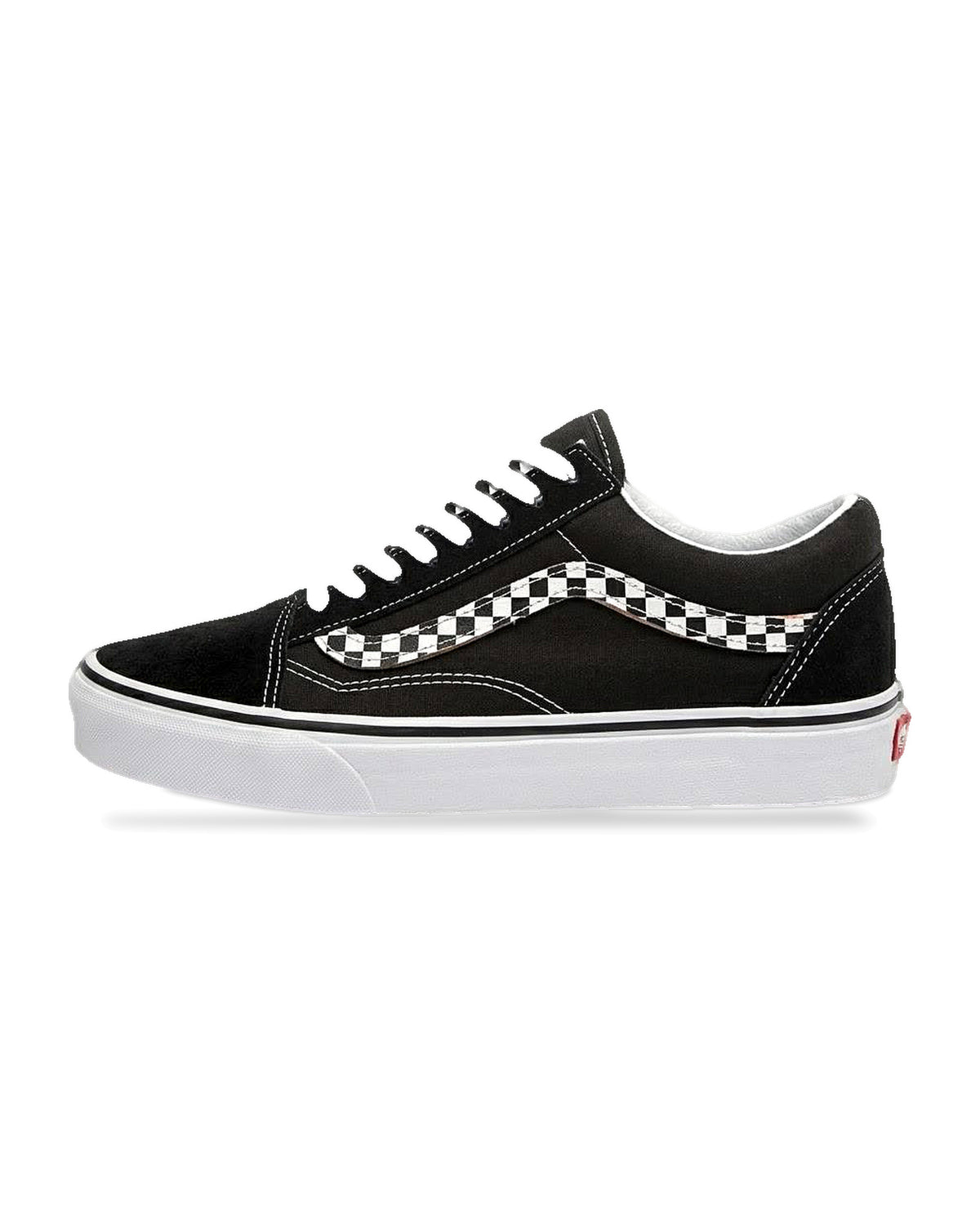 Vans Old Skool - Tenis casuales en negro con detalles de tablero