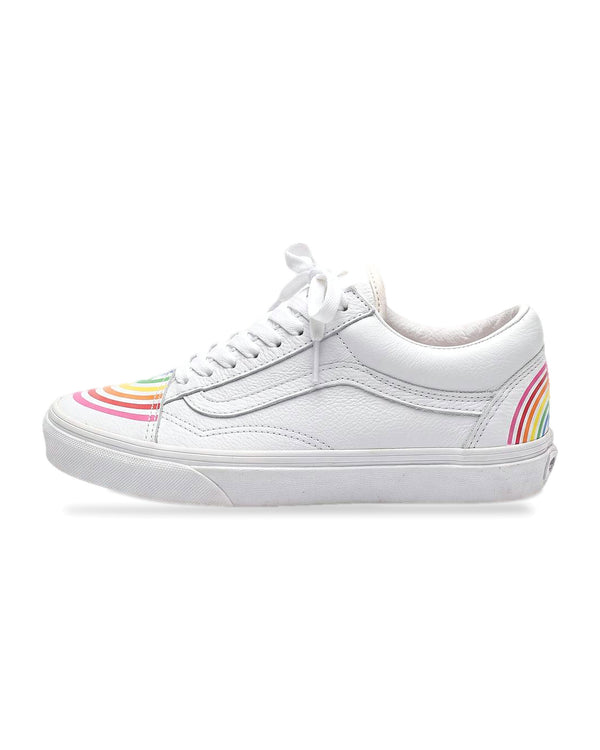 Vans x Flour Shop Old Skool - Tenis de piel blancos con arcoíris