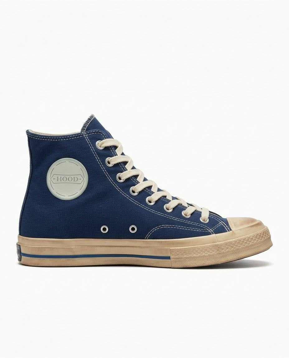 Tenis High-Top Unisex Estilo Vintage Azul Marino
