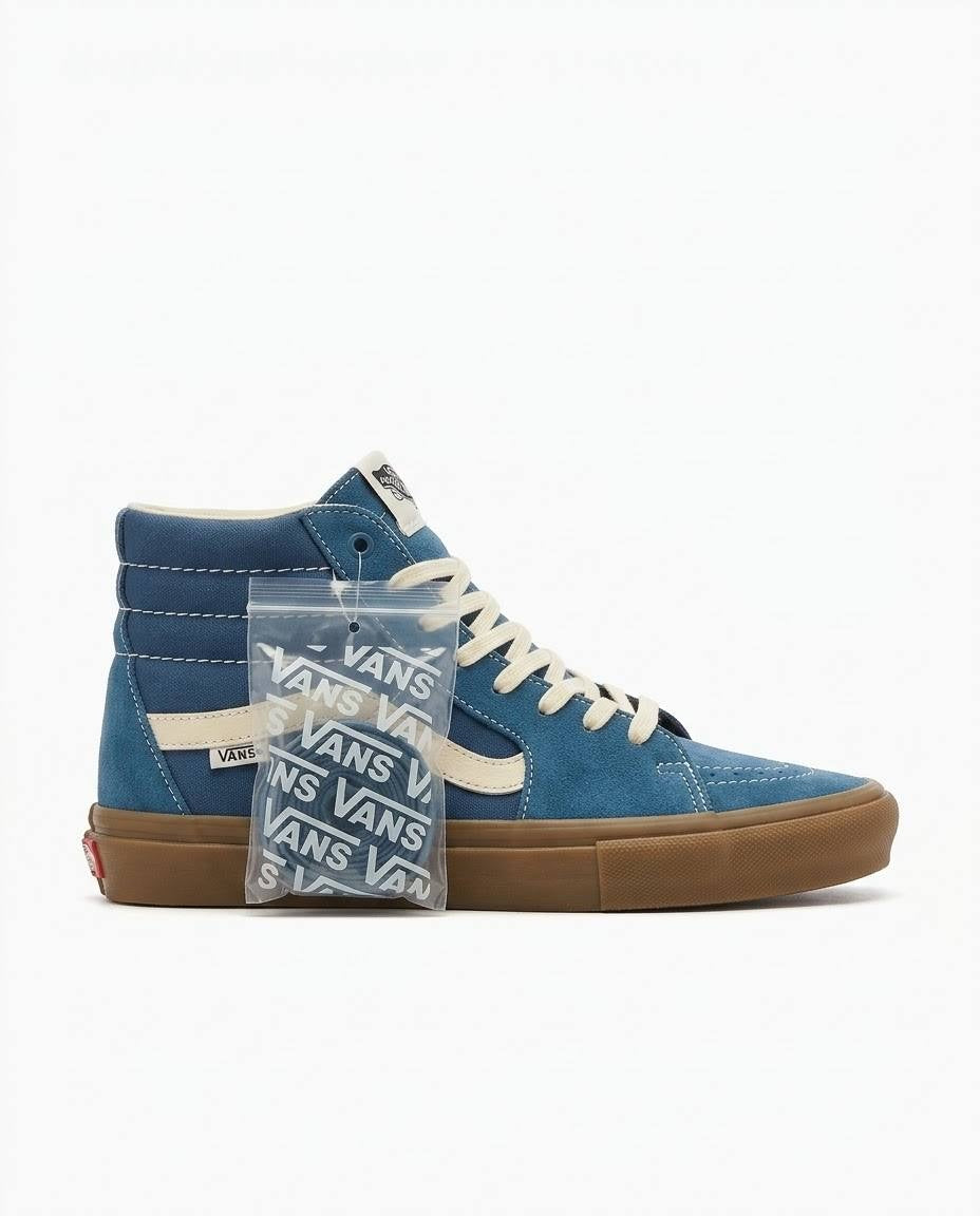 Vans Sk8-Hi Skateboarding - Tenis de gamuza azul con suela de goma