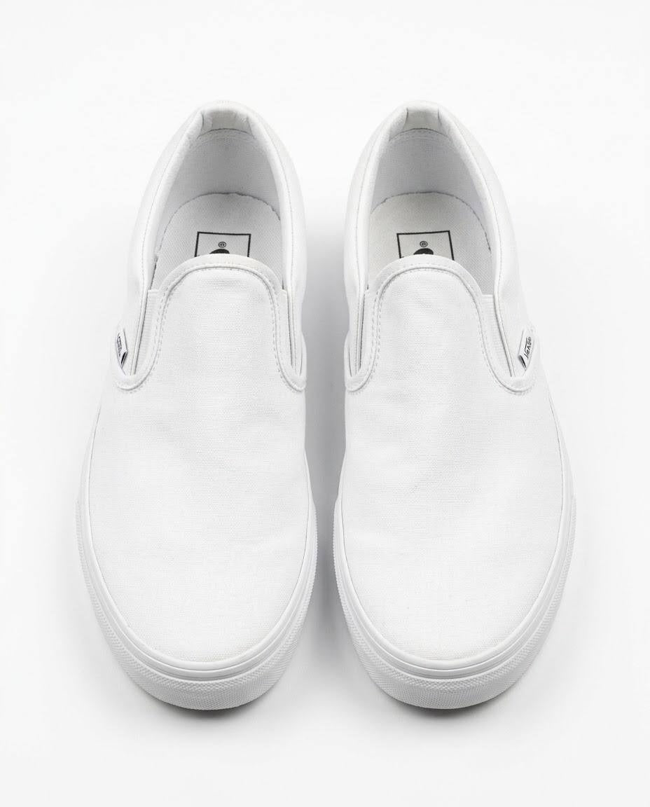 Vans Classic Slip-On Platform - Tenis blancos de lona