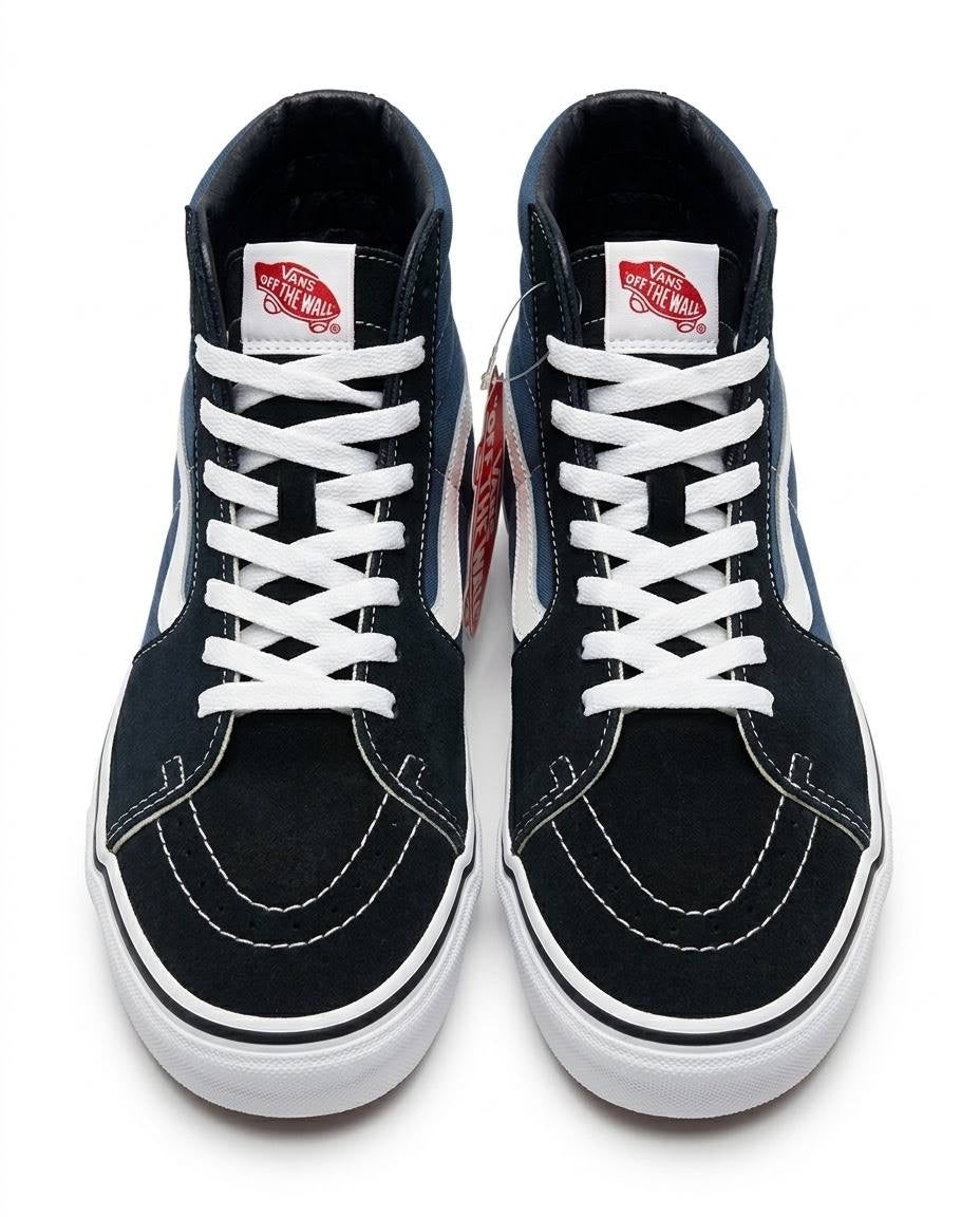 Vans Sk8-Hi - Tenis clásicos de lona y gamuza color azul y negro