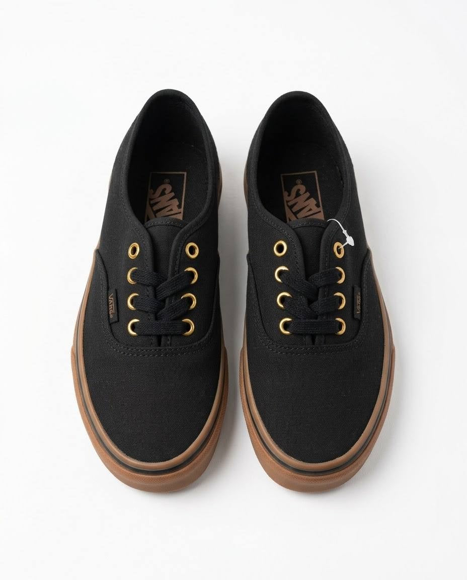 Vans Authentic - Tenis unisex color negro con suela de goma