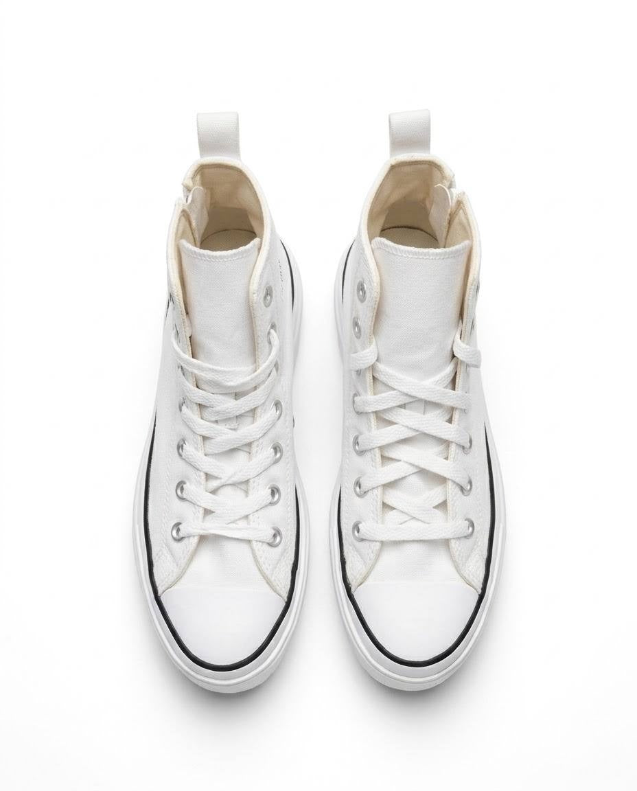 Converse Chuck Taylor All Star - Tenis blancos de plataforma con zíper