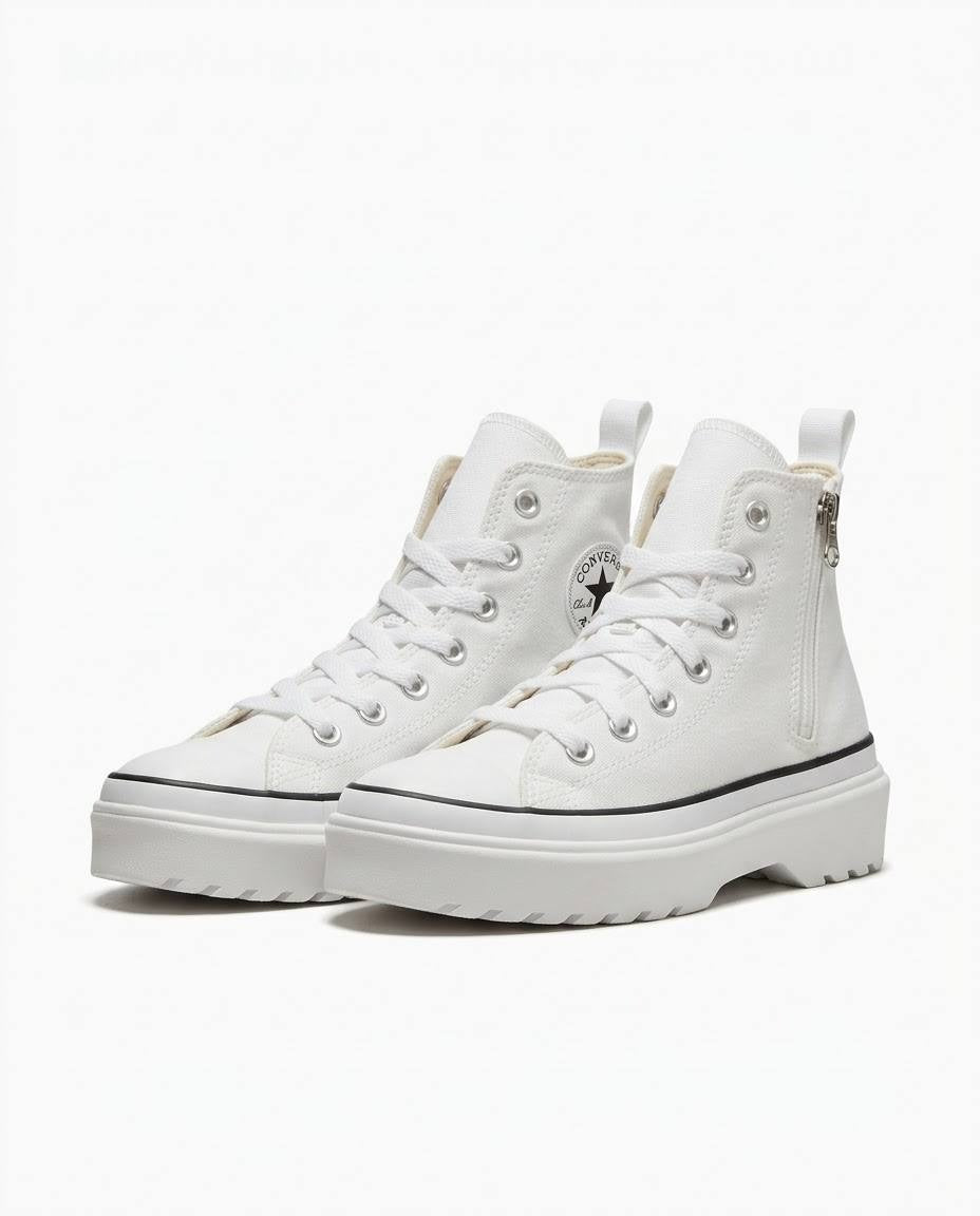 Converse Chuck Taylor All Star - Tenis blancos de plataforma con zíper