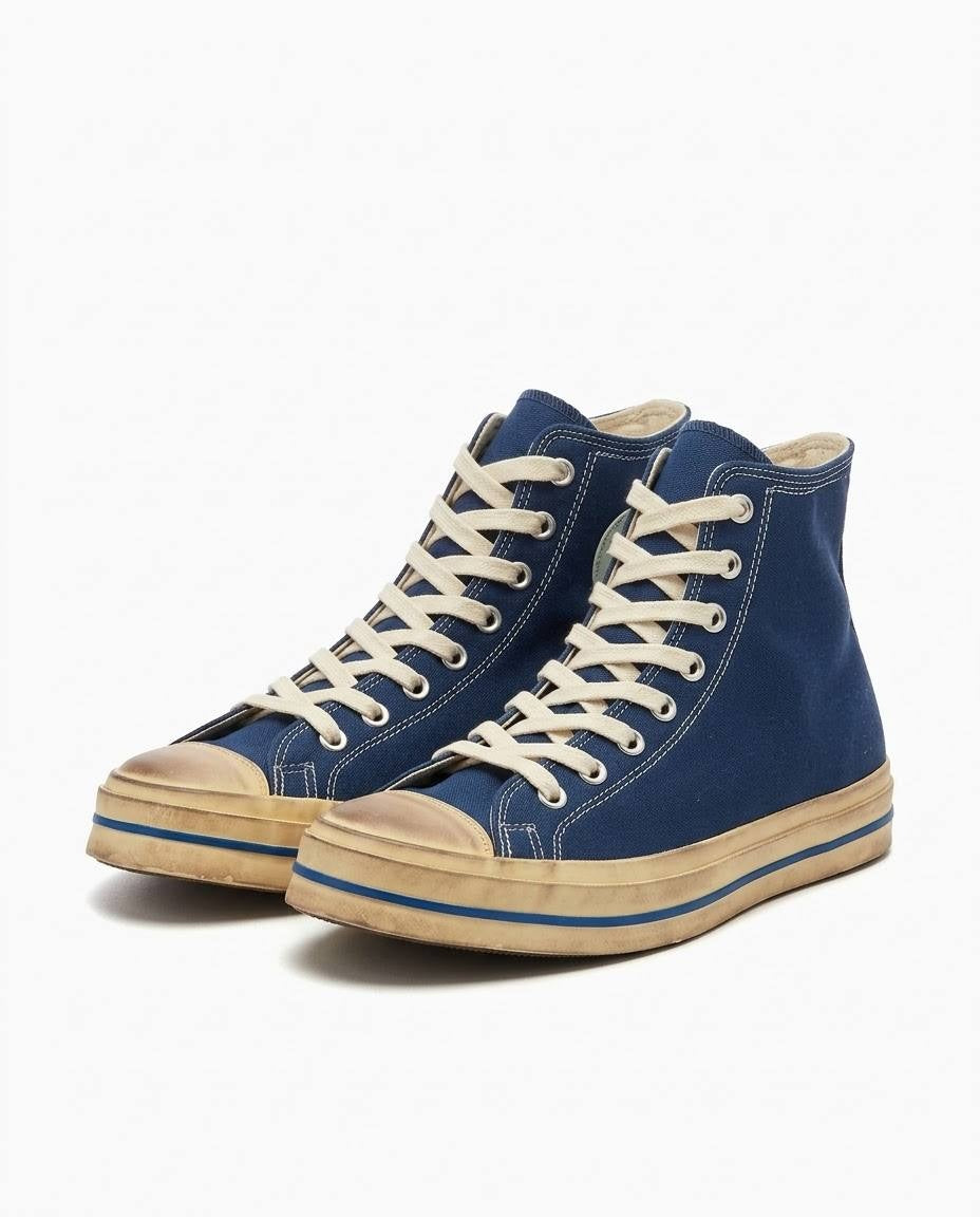 Tenis High-Top Unisex Estilo Vintage Azul Marino