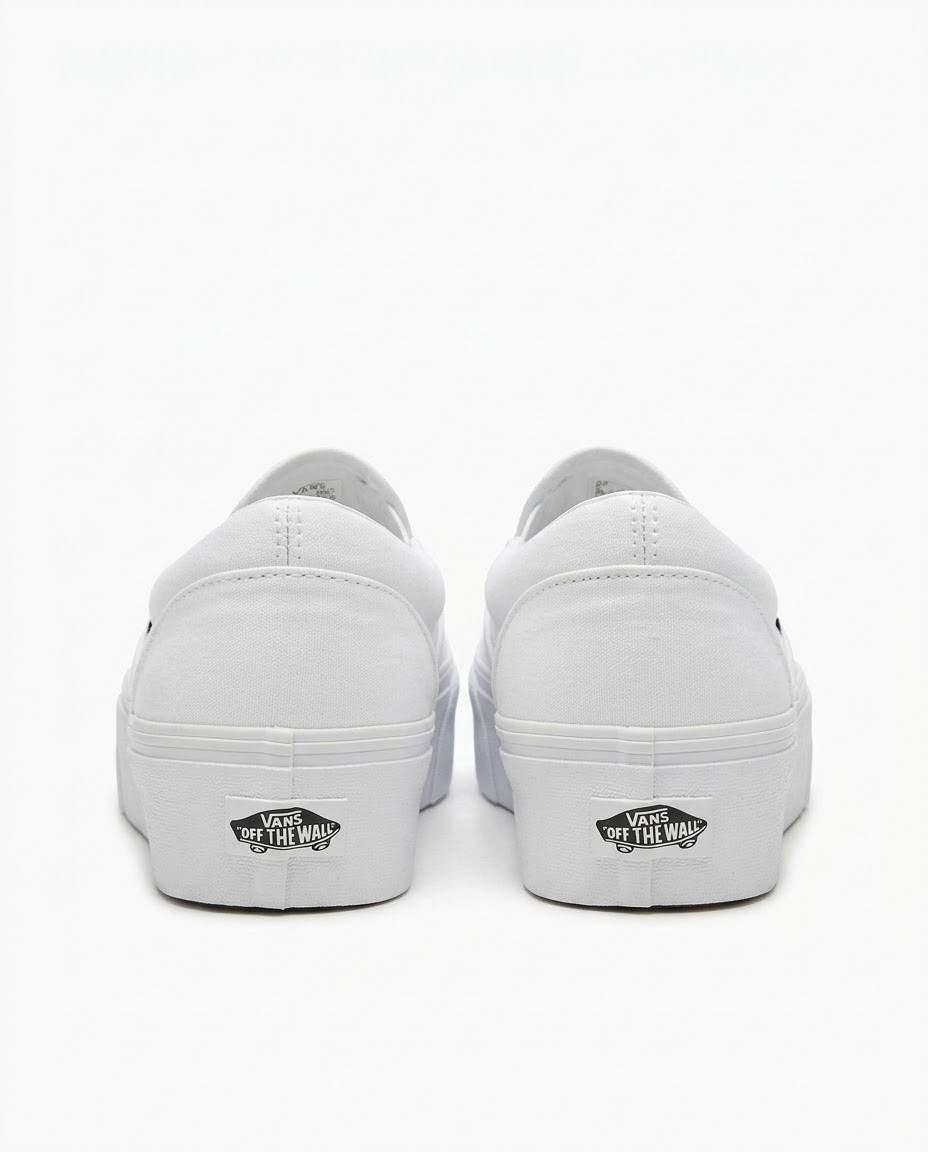 Vans Classic Slip-On Platform - Tenis blancos de lona