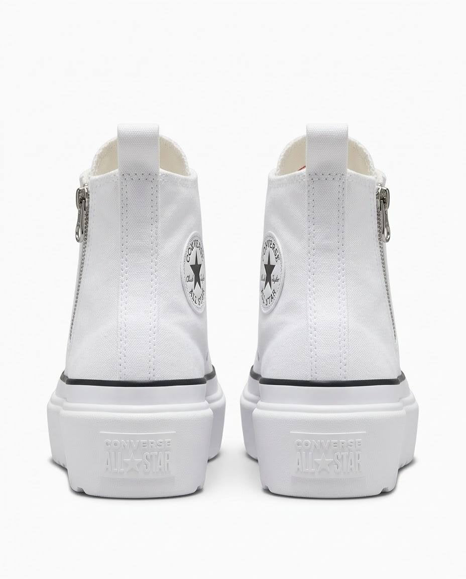 Converse Chuck Taylor All Star - Tenis blancos de plataforma con zíper