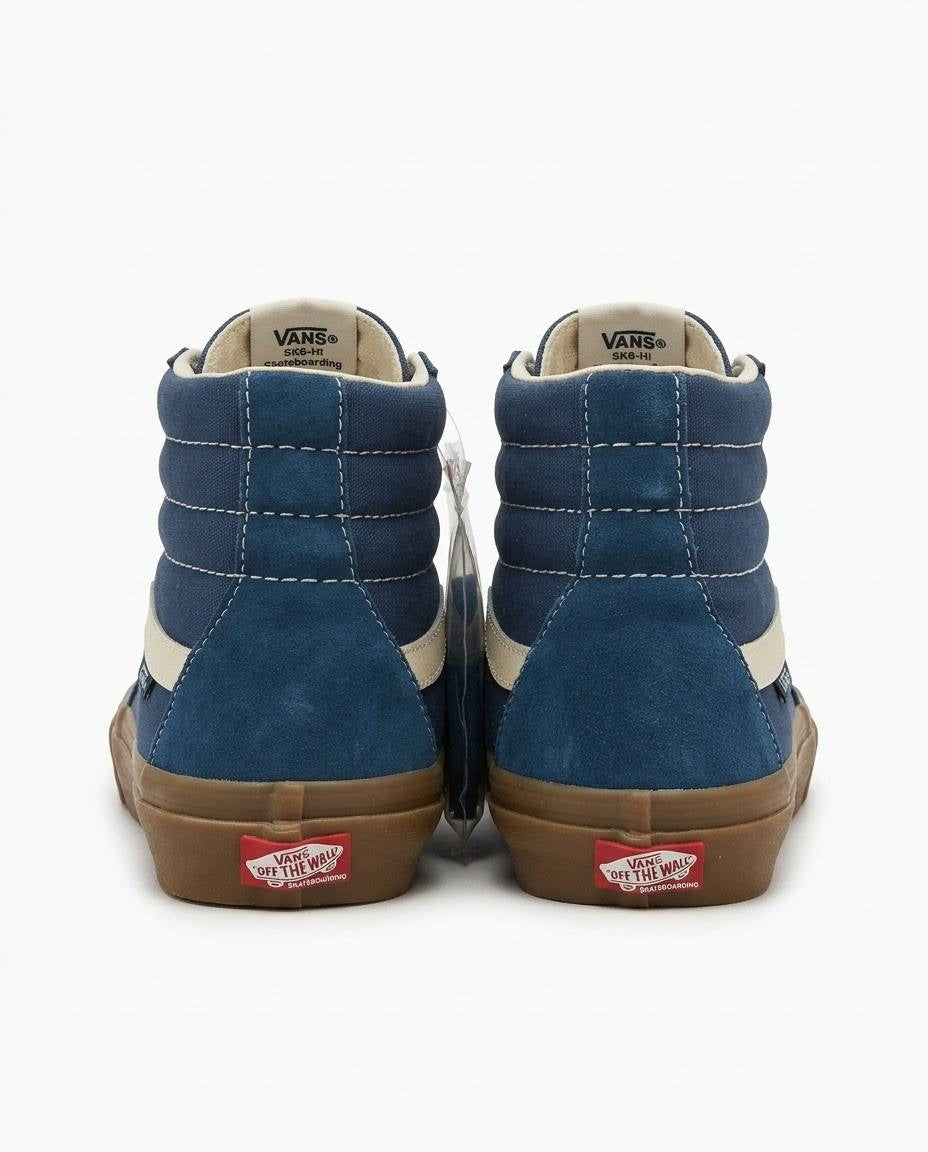 Vans Sk8-Hi Skateboarding - Tenis de gamuza azul con suela de goma