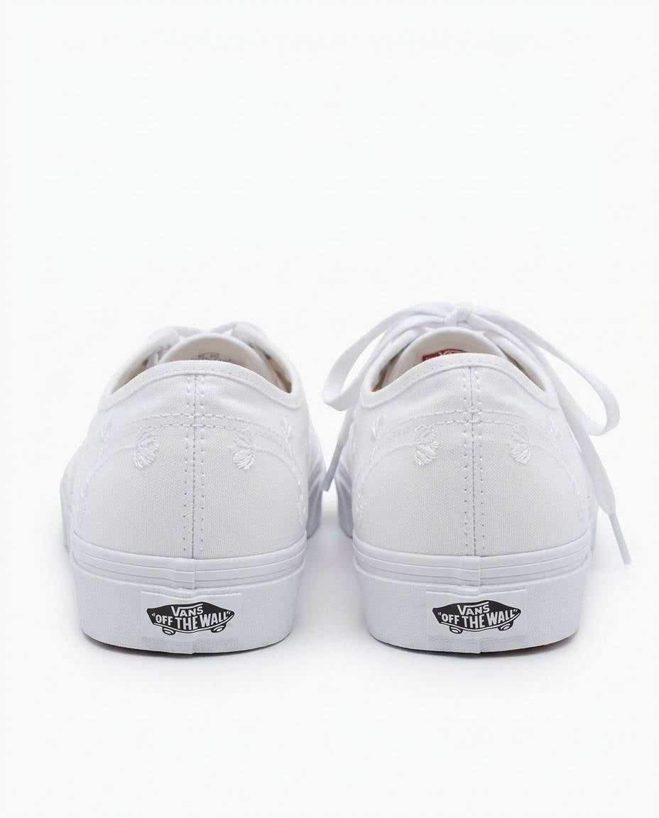 Vans Authentic - Tenis blancos con bordado floral