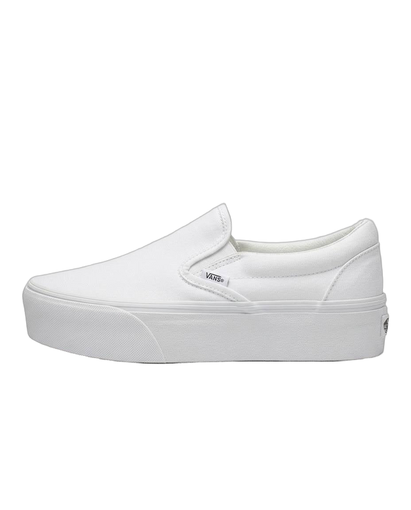 Vans Classic Slip-On Platform - Tenis blancos de lona